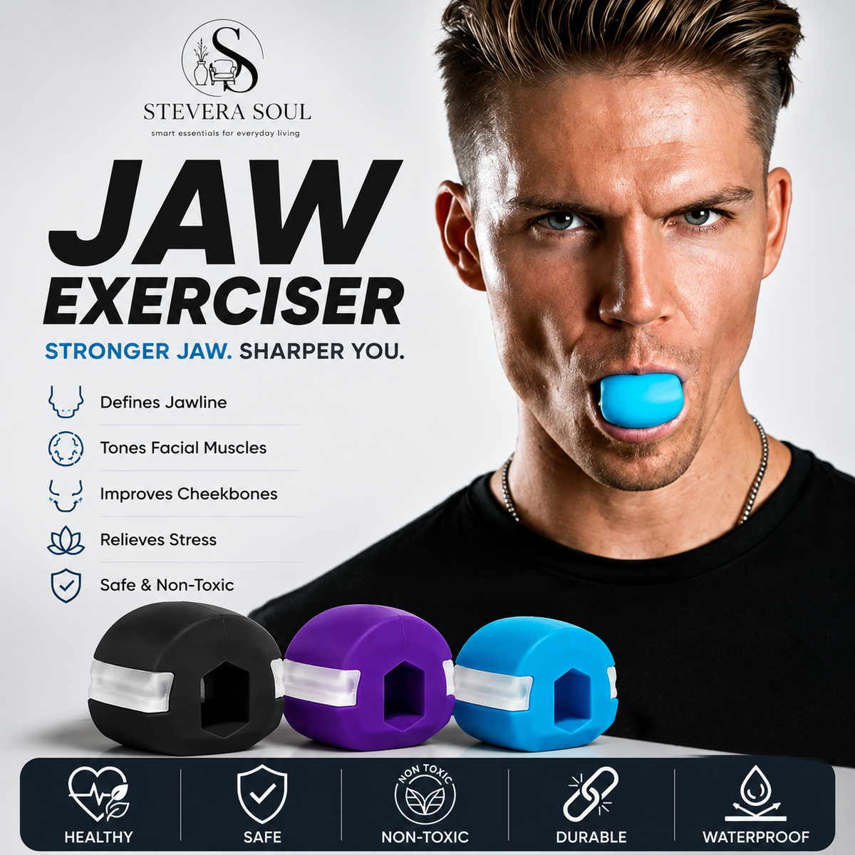 Jaw Exerciser Face Stress Ball Jawline Muscle Fitness Facial Toner Cheekbones Trainer Gym Exercise Equipment Silica Gel Lanyard