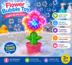 Handheld Sunflower Bubble Machine Automatic Flower Bubble Blaster Toy with Colorful LED Lights Kids Outdoor Party Play Toy Gift