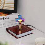 Innovative Technology Novelty Gifts Unique Home Decoration Automatic Rotating RGB Magnetic Levitating Floating Colorful Cross
