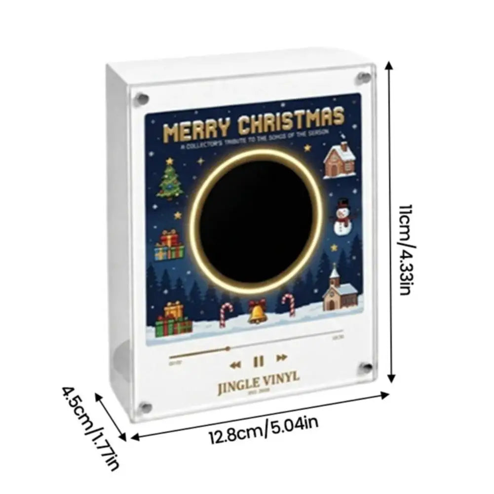 Weihnachtsgeschenk-Kühlschrankmagnet in Schallplattenspieler-Optik, LED-leuchtende Spieluhr-Dekoration mit 9 magnetischen NFC-Schallplatten, Halloween-Geschenk