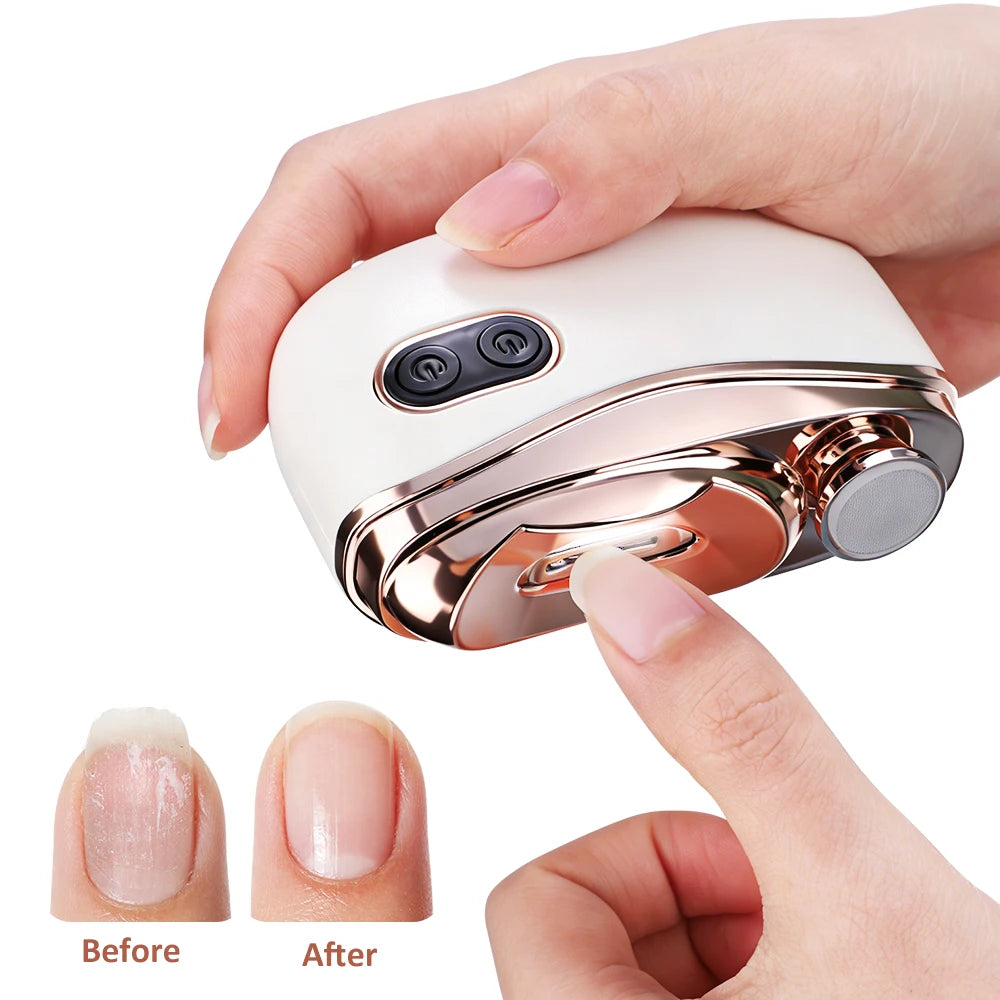 2 in 1 Multi-functional Electric Nail Clipper 3-Speed Nail Polishing with Light for Kids Adult