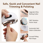 2 in 1 Multi-functional Electric Nail Clipper 3-Speed Nail Polishing with Light for Kids Adult