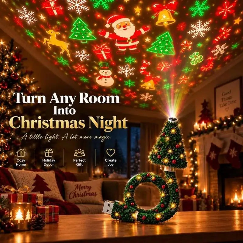 USB Powered Christmas Night Lights projector With 6 Holiday Patterns.