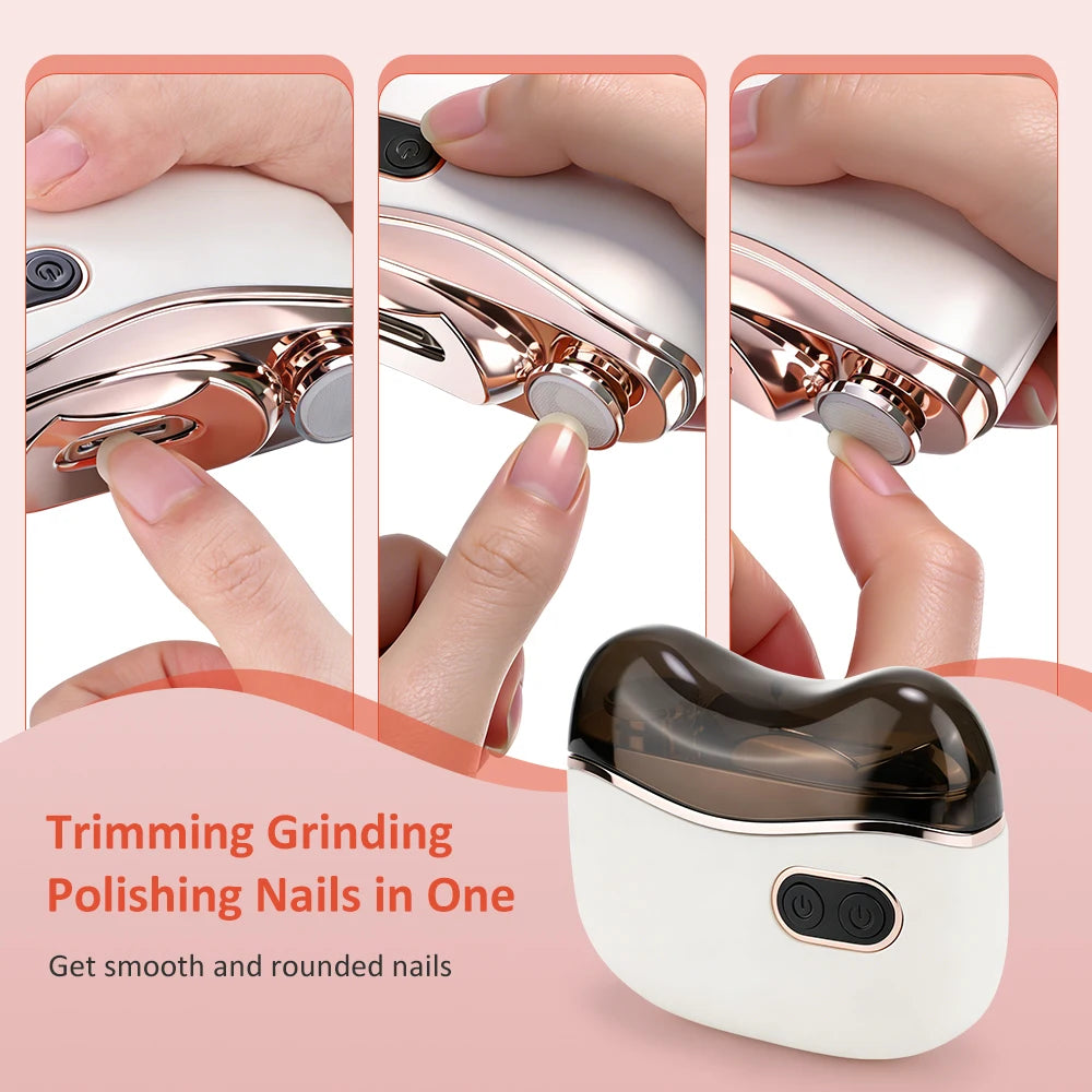2 in 1 Multi-functional Electric Nail Clipper 3-Speed Nail Polishing with Light for Kids Adult
