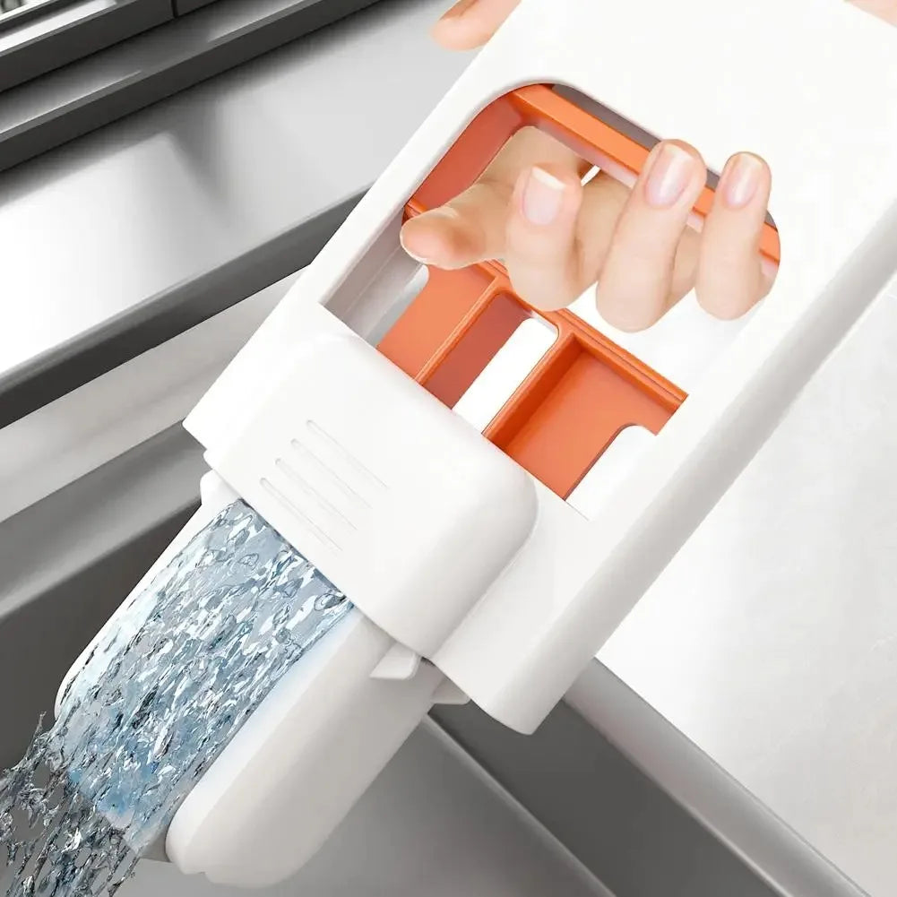 Mini Foldable Desktop Mop,Portable Self-Squeeze Short Mop, Push-Pull to Squeeze and Rinse Wet/Dry Cleaning for Kitchen Bathroom