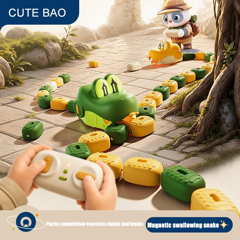 Magnetic Hungry Snake RC Car Toy  Players Competitive Battle Greedy Snake Game Kids Funny Play Toy Birthday Gift for Boys Girls