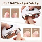 2 in 1 Multi-functional Electric Nail Clipper 3-Speed Nail Polishing with Light for Kids Adult