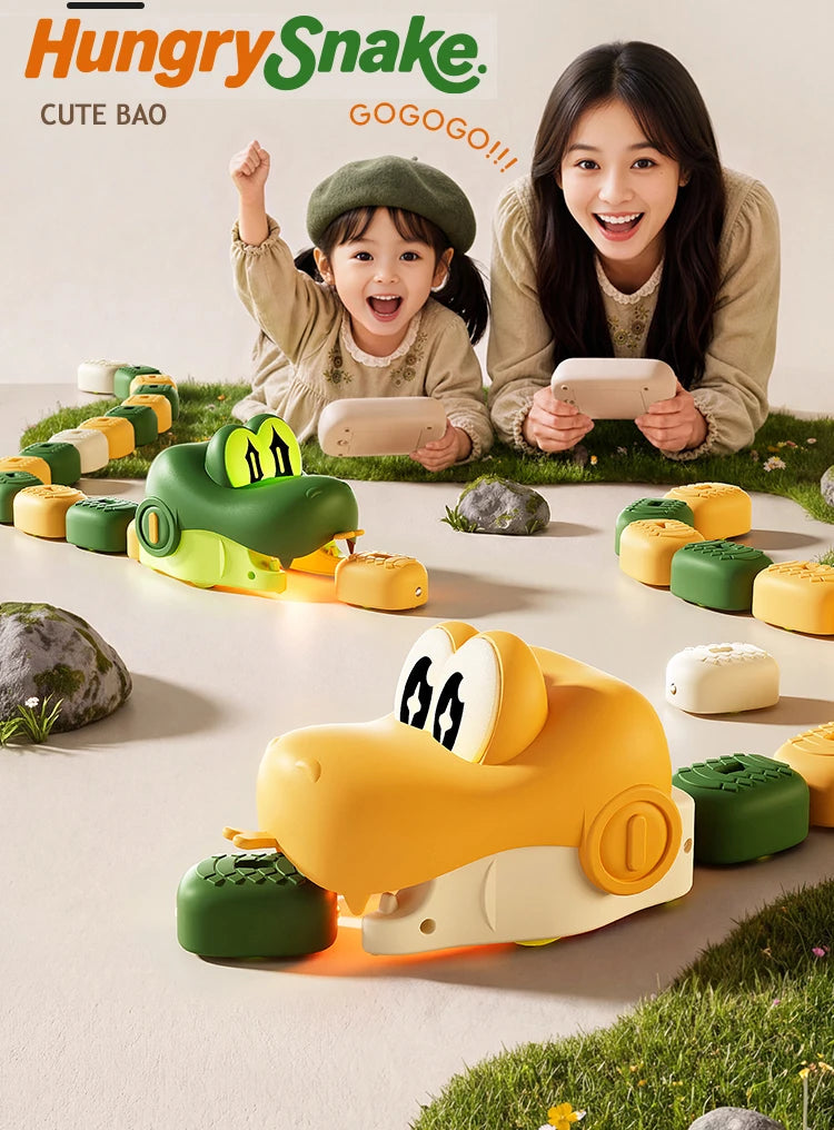 Magnetic Hungry Snake RC Car Toy  Players Competitive Battle Greedy Snake Game Kids Funny Play Toy Birthday Gift for Boys Girls