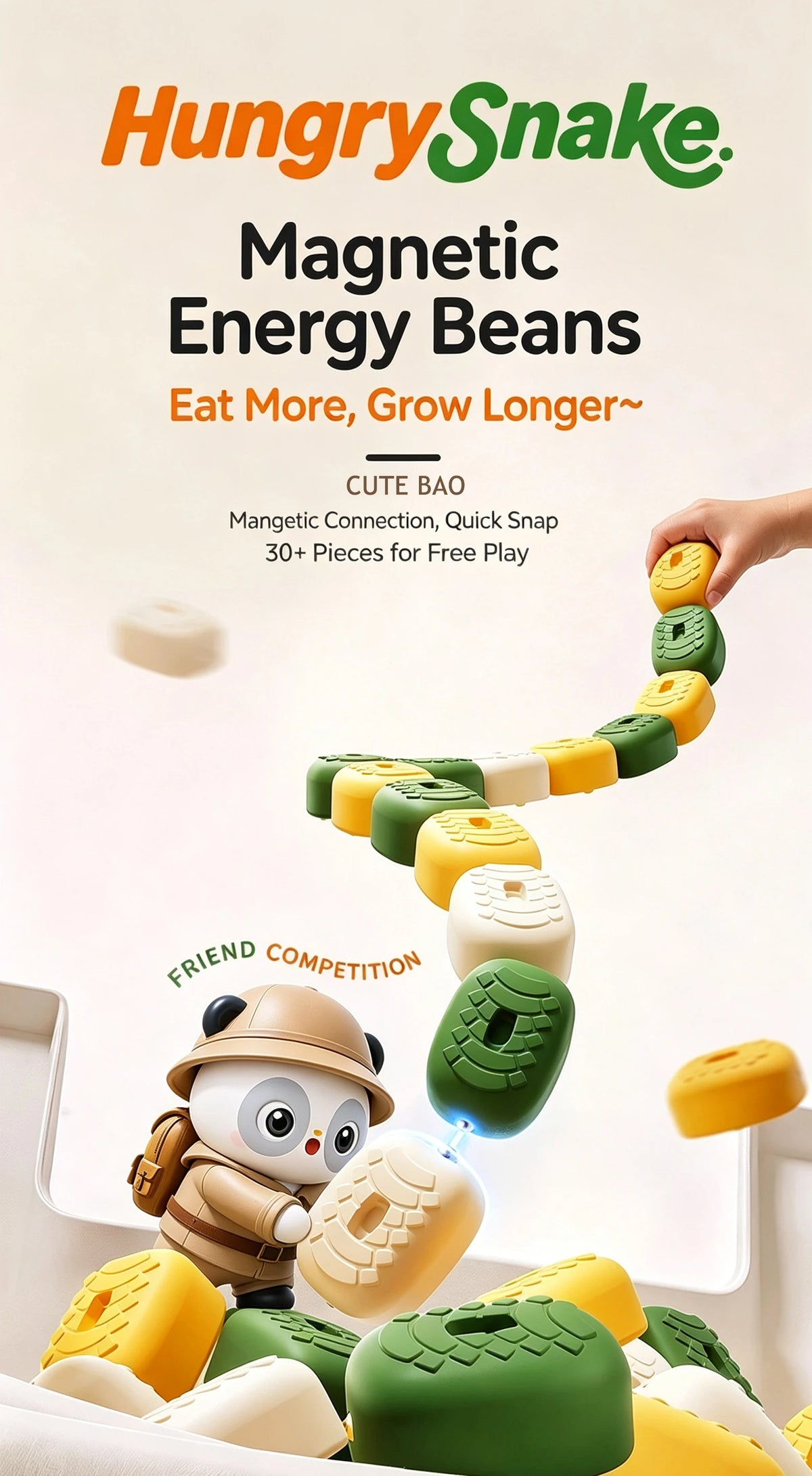 Magnetic Hungry Snake RC Car Toy  Players Competitive Battle Greedy Snake Game Kids Funny Play Toy Birthday Gift for Boys Girls