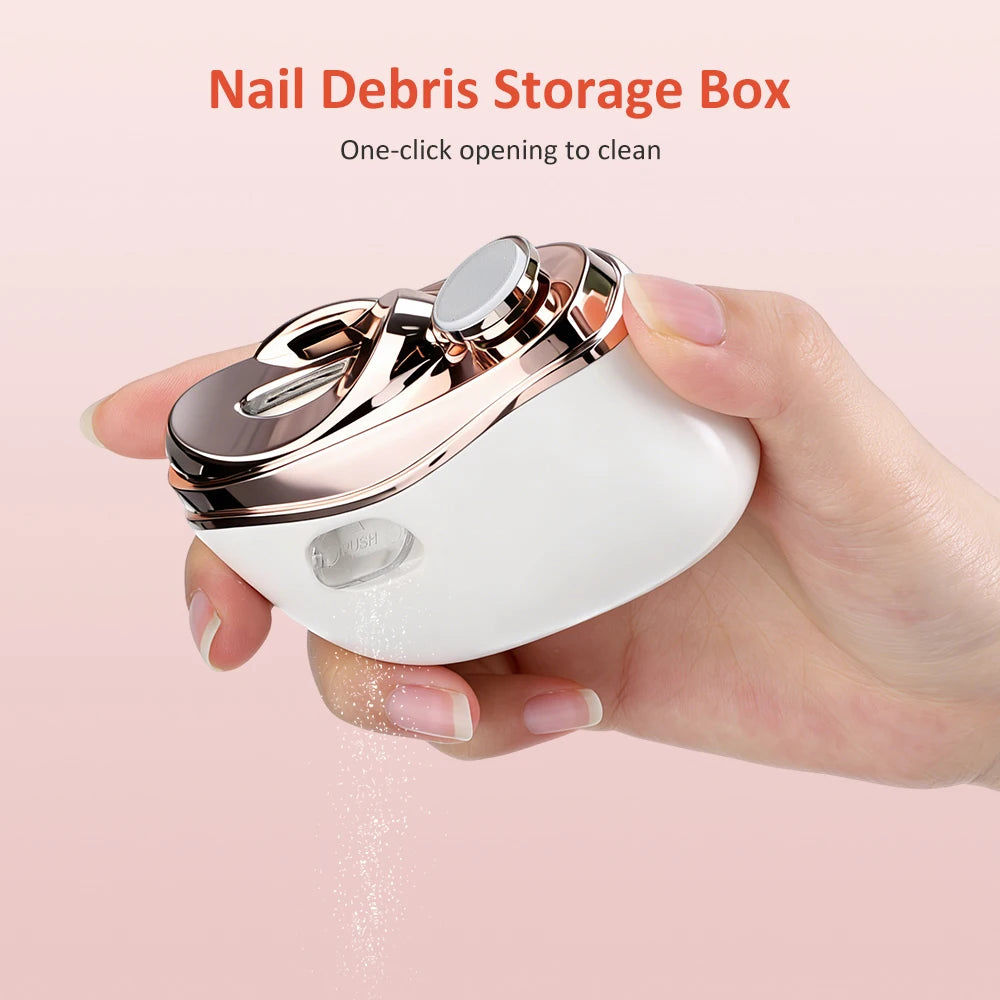 2 in 1 Multi-functional Electric Nail Clipper 3-Speed Nail Polishing with Light for Kids Adult