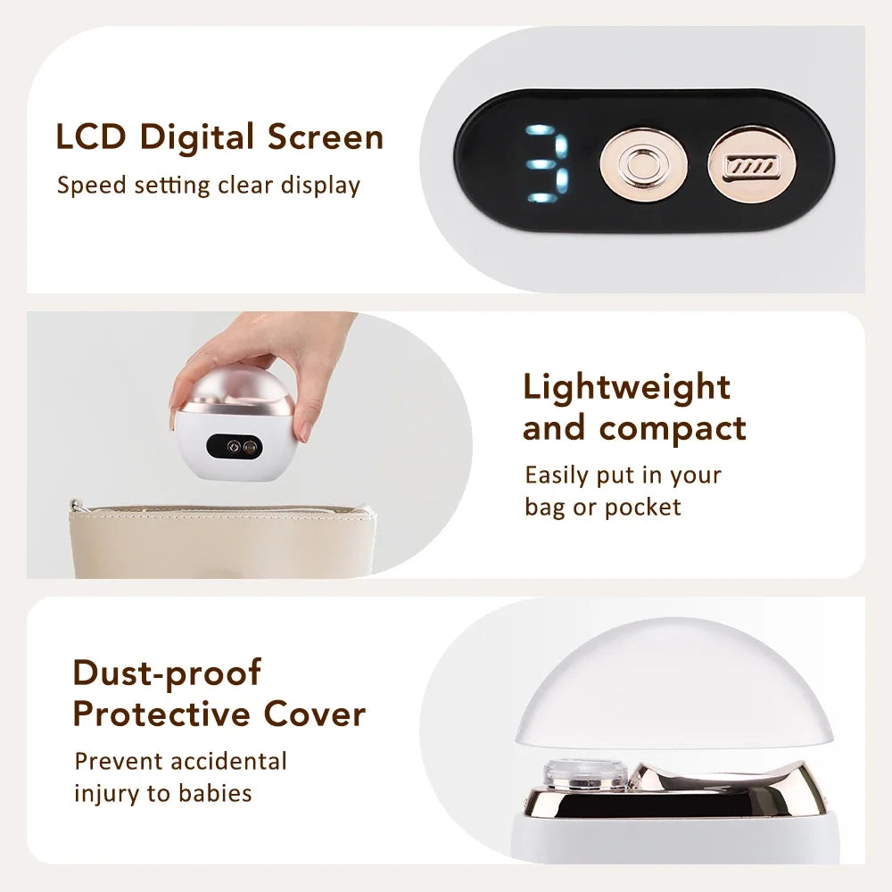 2 in 1 Multi-functional Electric Nail Clipper 3-Speed Nail Polishing with Light for Kids Adult
