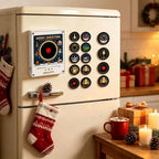 Weihnachtsgeschenk-Kühlschrankmagnet in Schallplattenspieler-Optik, LED-leuchtende Spieluhr-Dekoration mit 9 magnetischen NFC-Schallplatten, Halloween-Geschenk