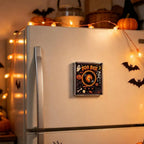 Weihnachtsgeschenk-Kühlschrankmagnet in Schallplattenspieler-Optik, LED-leuchtende Spieluhr-Dekoration mit 9 magnetischen NFC-Schallplatten, Halloween-Geschenk