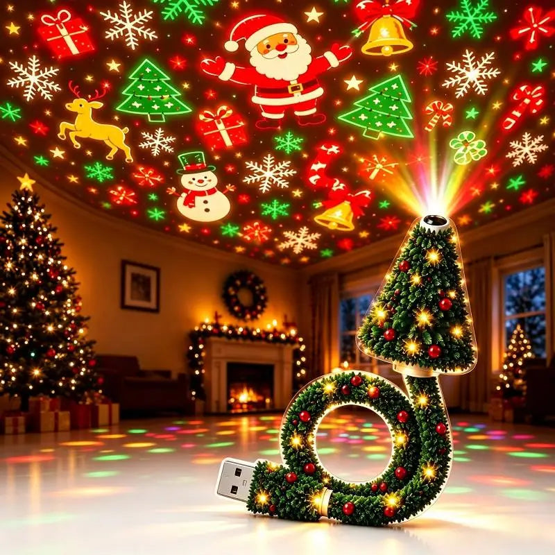 USB Powered Christmas Night Lights projector With 6 Holiday Patterns.