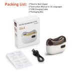 2 in 1 Multi-functional Electric Nail Clipper 3-Speed Nail Polishing with Light for Kids Adult