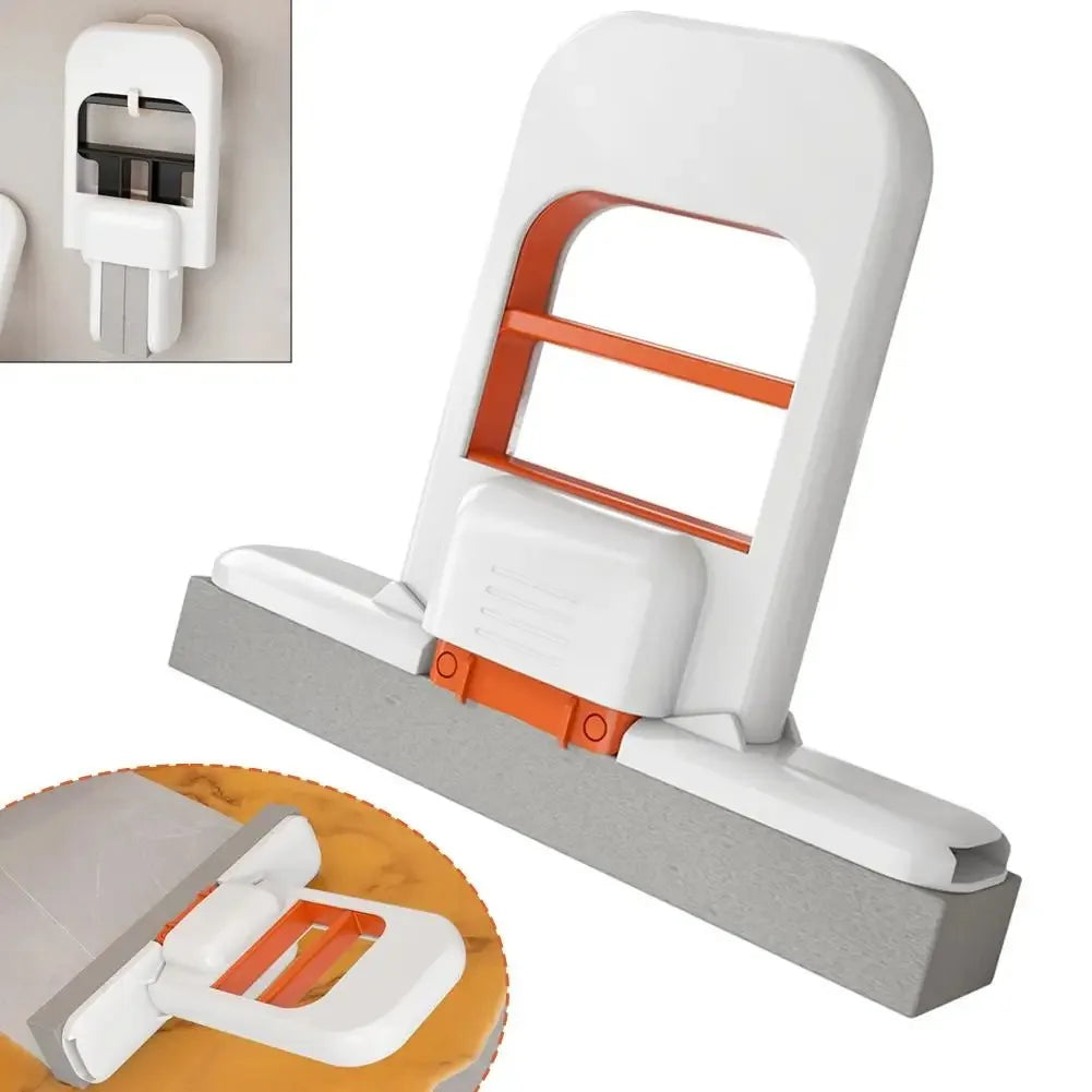 Mini Foldable Desktop Mop,Portable Self-Squeeze Short Mop, Push-Pull to Squeeze and Rinse Wet/Dry Cleaning for Kitchen Bathroom