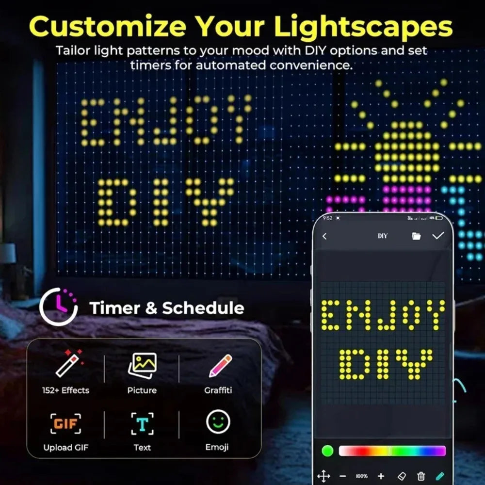 2026 App control Smart curtain LED christmas decoration.
