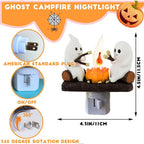 Geister-Lagerfeuer-Steckdosen-Nachtlicht, Halloween-Dekoration, niedliche, gruselige Marshmallow-Szenenlampe.